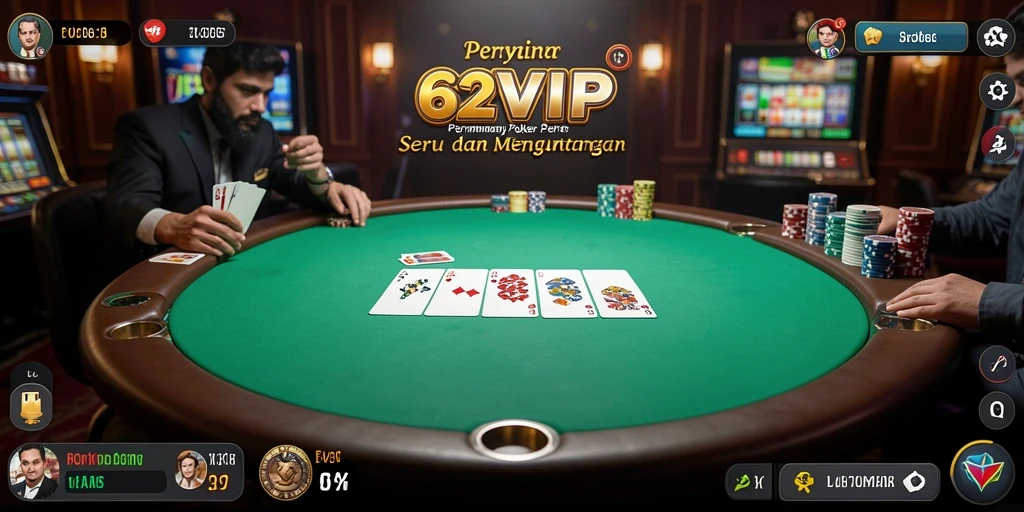 Tangkapan layar gameplay 62VIP menampilkan suasana poker yang mendebarkan.