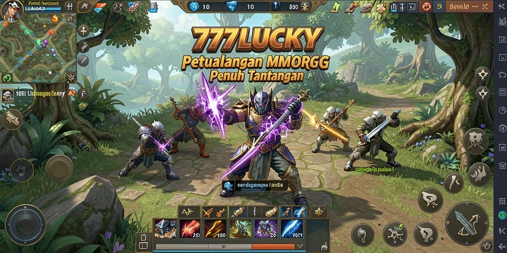 Screenshot <strong>777LUCKY</strong> menampilkan aksi intens dalam pertempuran MMORPG.
