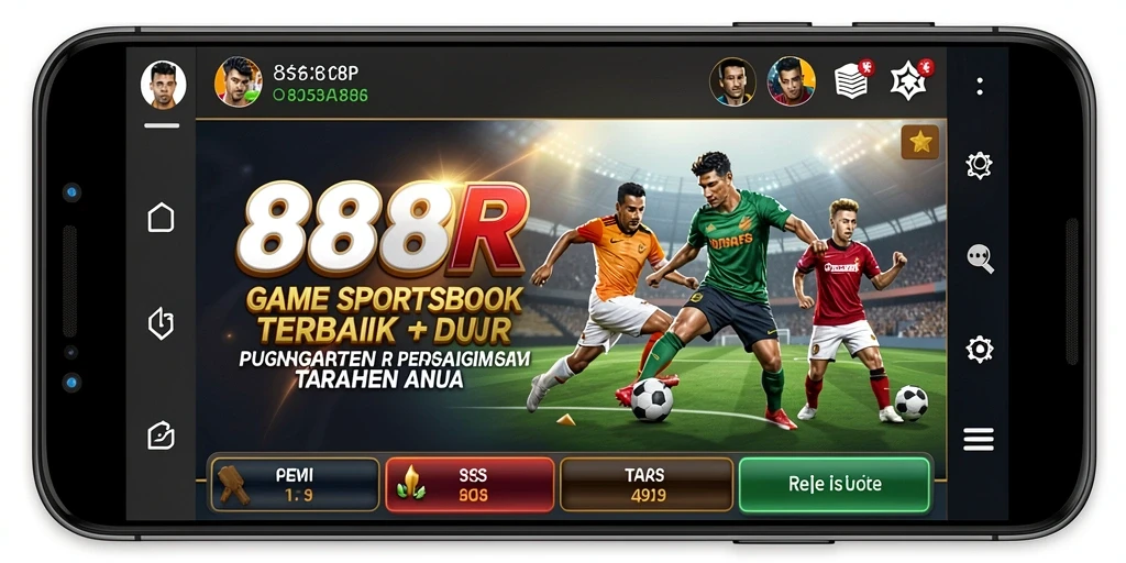 Tampilan menarik aplikasi 888R dalam aksi taruhan Sportsbook.