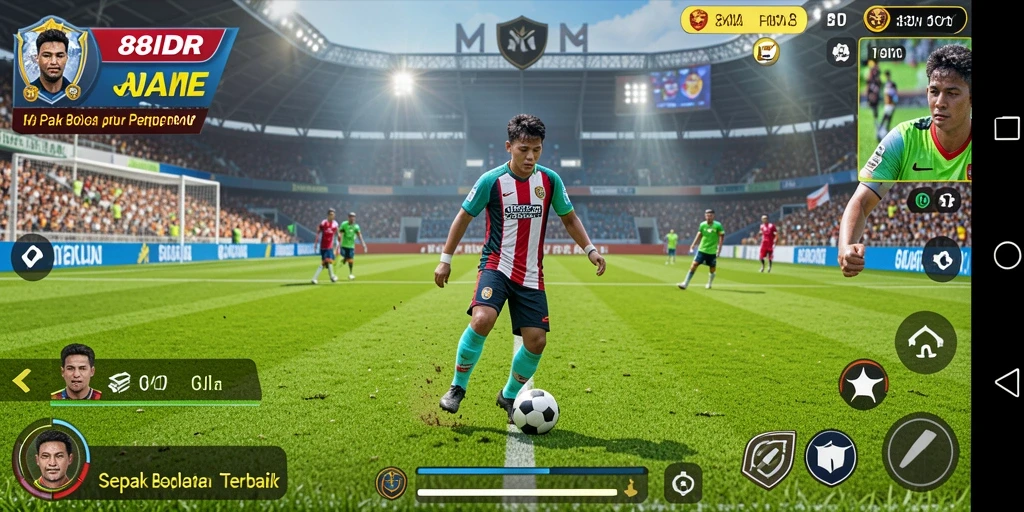 Screenshot tampilan gameplay 88IDR yang menarik dan penuh aksi sepak bola.