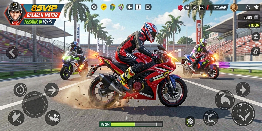 Tampilan aksi seru balapan motor di 8SVIP.