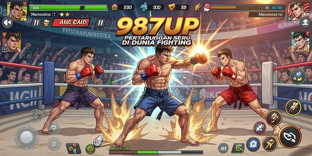 Gameplay 987UP dengan aksi pertarungan yang mendebarkan dan grafis yang menawan.