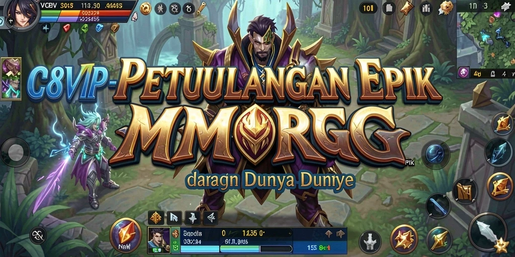 Screenshot gameplay C8VIP dengan pertarungan epik dan grafis menawan.