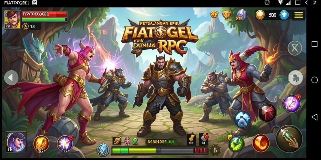 Tangkapan layar menampilkan pertarungan epik dalam dunia RPG FIATOGEL.