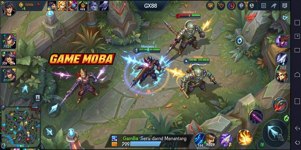 Screenshot GX88 menampilkan aksi seru di arena MOBA.