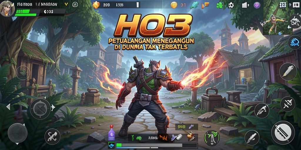 Screenshot gameplay HO3 menampilkan petualangan yang mendebarkan dan lokasi menakjubkan.