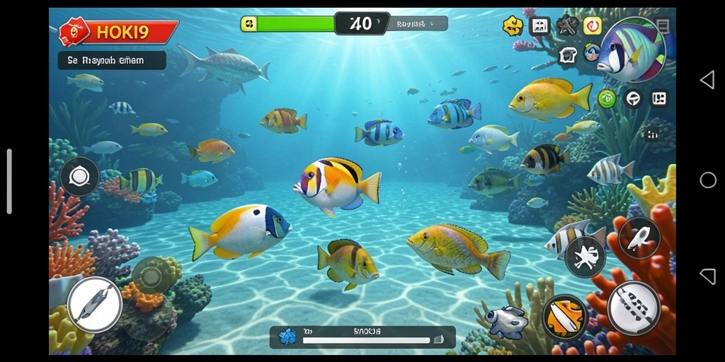 Screenshot gameplay HOKI9 yang menampilkan aksi tembak ikan yang mendebarkan.