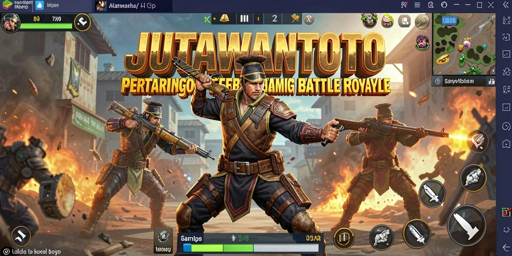 Tangkapan layar menampilkan pertarungan intens dalam JUTAWANTOTO Battle Royale.