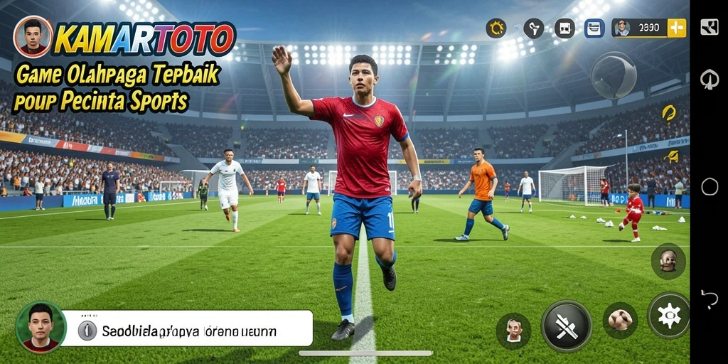 Screenshot utama KAMARTOTO menampilkan aksi intens di lapangan olahraga.