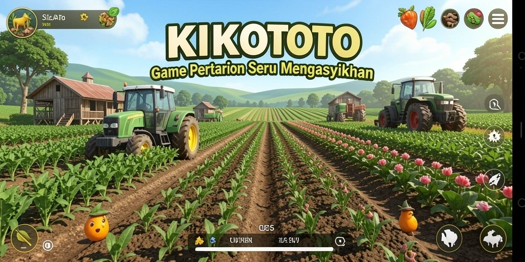 Tampilan gameplay KIKOTOTO dengan aktivitas berkebun yang menarik.