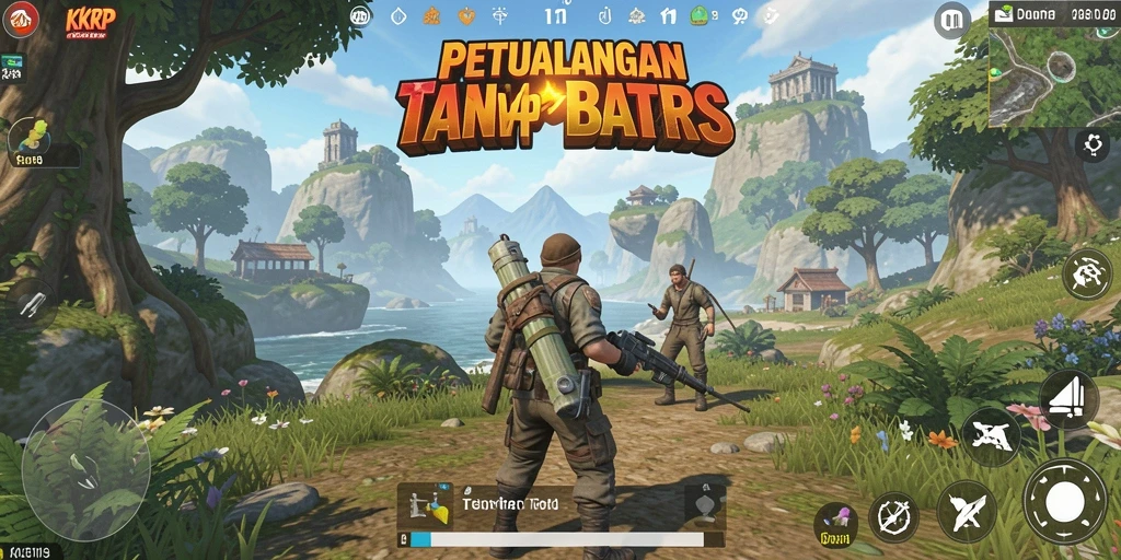 Tangkapan layar gameplay <strong>KKRP</strong> yang menunjukkan eksplorasi dunia terbuka.