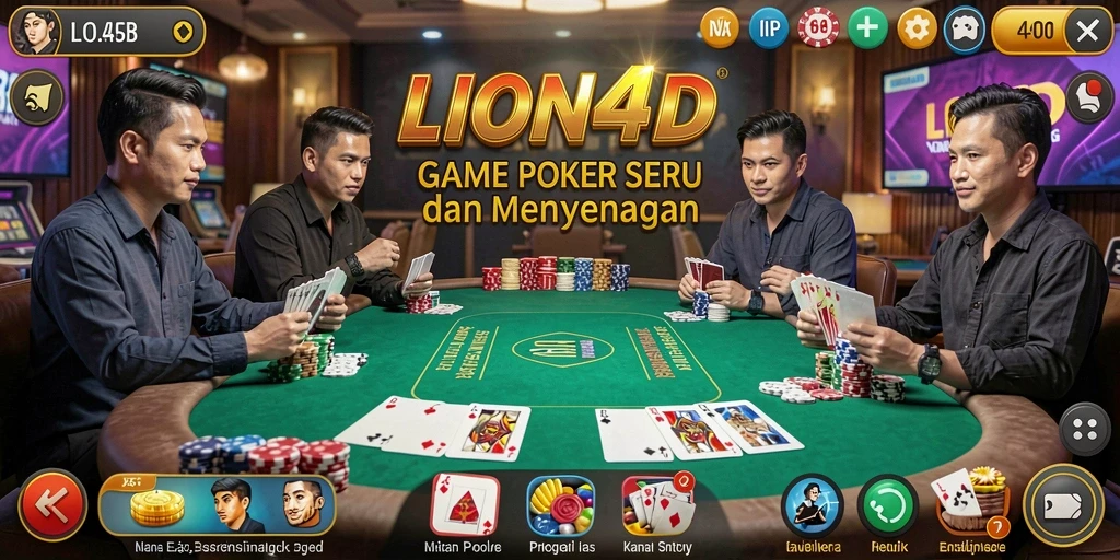 Tampilan permainan Poker yang seru dan mengasyikkan di LION4D.
