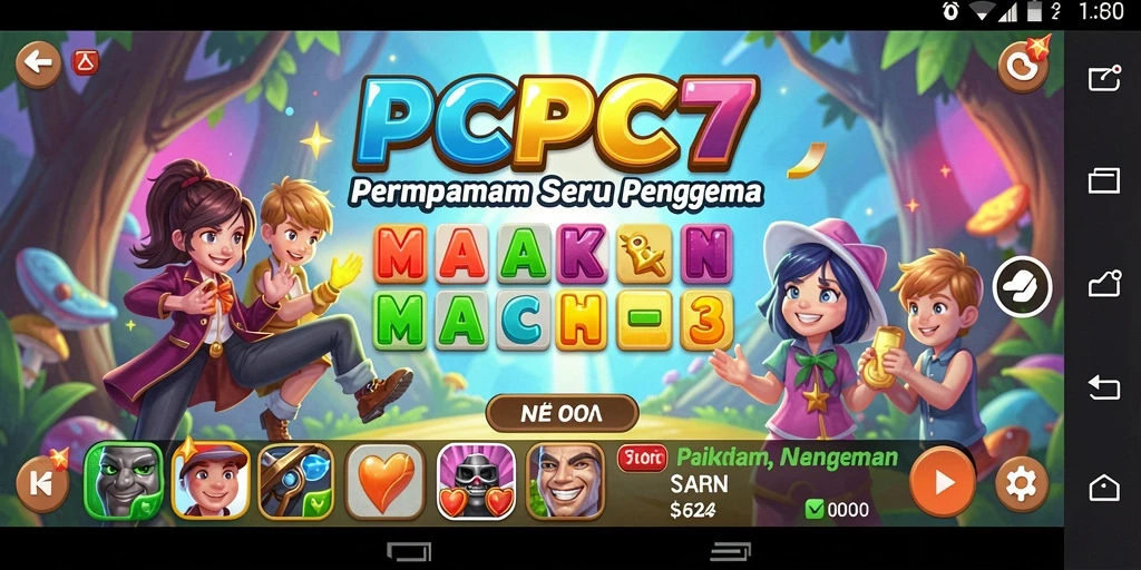 Tampilan gameplay seru dari PCPC7 yang penuh warna.