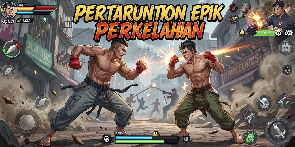 Gameplay seru dari QQ1221 yang menampilkan pertarungan langsung antar karakter.