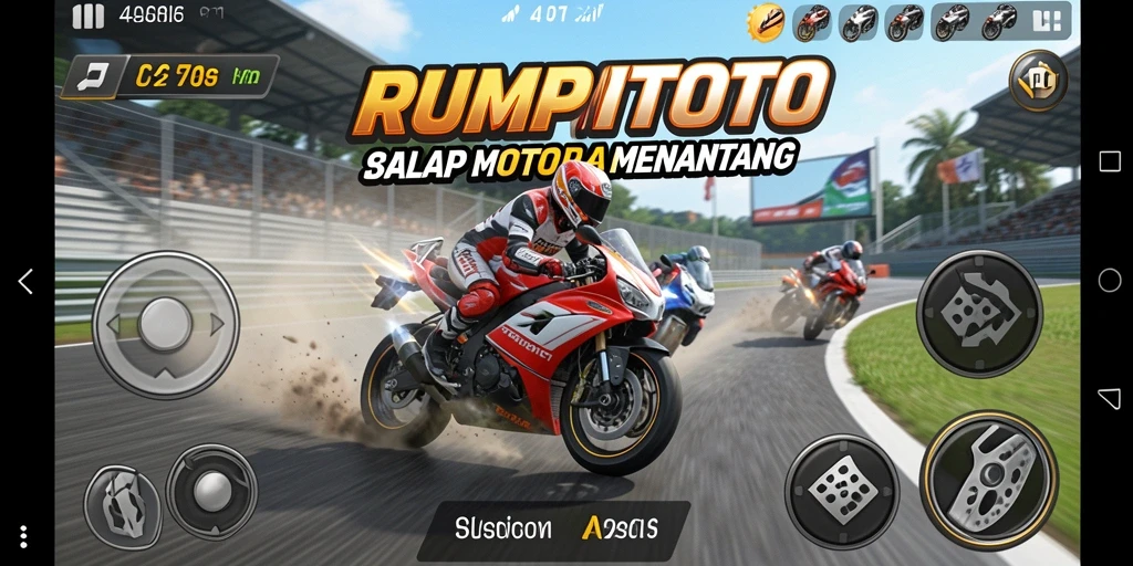 Screenshot gameplay RUMPITOTO yang menampilkan aksi seru balap motor.