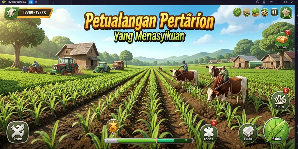 Tangkapan layar <strong>TV888</strong> menampilkan aktivitas bertani seru dan interaksi antar pemain.