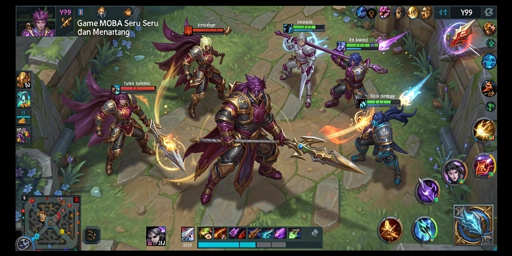 Tampilan gameplay seru Y89 dalam pertempuran MOBA.
